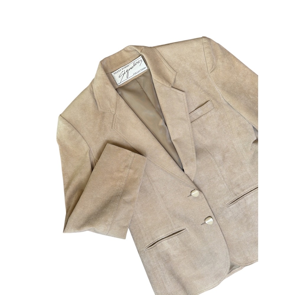 Vintage Eileen Rubini Signature Collection Ultra suede Blazer Jacket Tan Size‎ 4